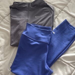 Nike Dri-Fit Gray Half-Zip Top with Leggings Set